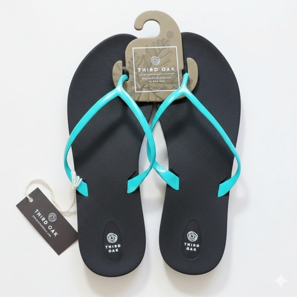 Third Oak W10/M8.5/L NEW Flip Flop Thong Sandals Blue/Blac Waterproof Unisex USA